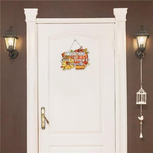 Thanksgiving Door Sign Decor, Scripture Wall Art, Christian Wood Signs, Autumn - Picture 2 of 7